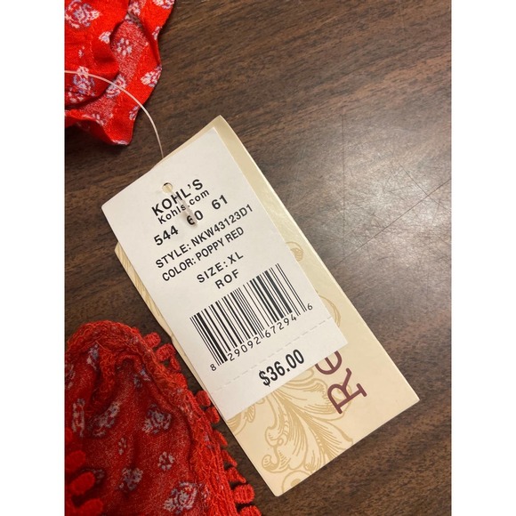 NWT Rewind off the shoulder red floral top sz: XL - Picture 3 of 6